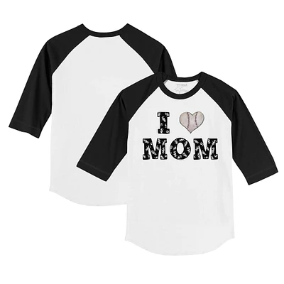 Youth Tiny Turnip White/Black Chicago White Sox I Love Mom 3/4-Sleeve Raglan T-Shirt