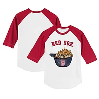 Youth Tiny Turnip White/Red Boston Red Sox Nacho Helmet 3/4-Sleeve Raglan T-Shirt