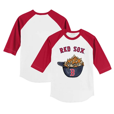 Youth Tiny Turnip White/Red Boston Red Sox Nacho Helmet 3/4-Sleeve Raglan T-Shirt