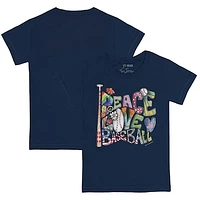 Youth Tiny Turnip Navy Atlanta Braves Peace Love Baseball T-Shirt