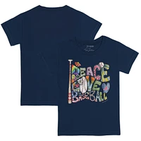 Youth Tiny Turnip Navy Atlanta Braves Peace Love Baseball T-Shirt