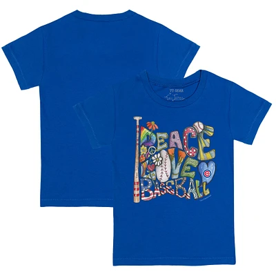 Youth Tiny Turnip Royal Chicago Cubs Peace Love Baseball T-Shirt
