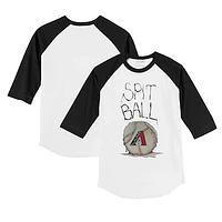 Youth Tiny Turnip White/Black Arizona Diamondbacks Spit Ball 3/4-Sleeve Raglan T-Shirt