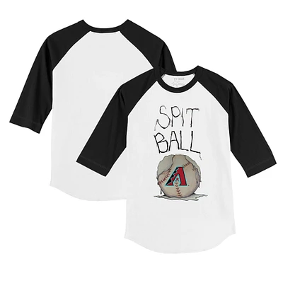 Youth Tiny Turnip White/Black Arizona Diamondbacks Spit Ball 3/4-Sleeve Raglan T-Shirt