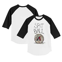 Youth Tiny Turnip White/Black Arizona Diamondbacks Spit Ball 3/4-Sleeve Raglan T-Shirt