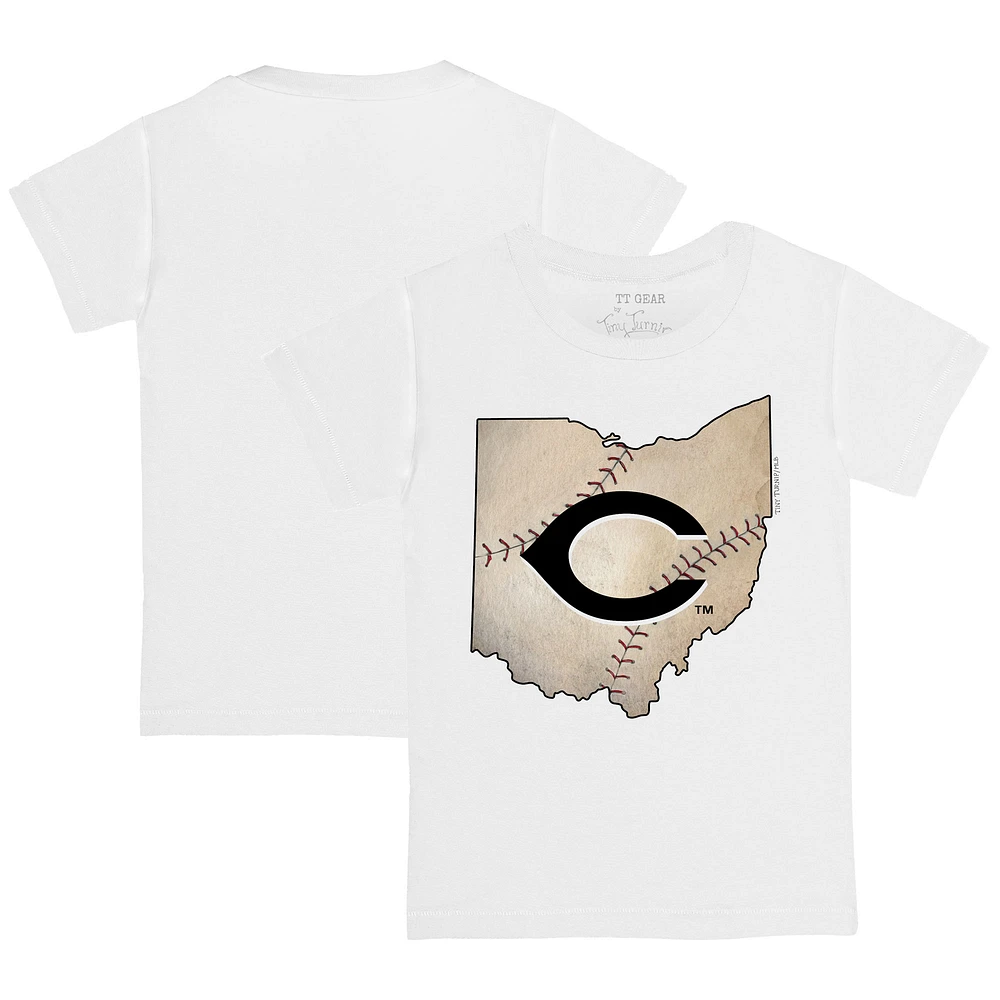 Youth Tiny Turnip White Cincinnati Reds State Outline T-Shirt