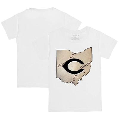Youth Tiny Turnip White Cincinnati Reds State Outline T-Shirt