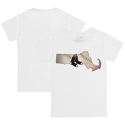 Youth Tiny Turnip White Boston Red Sox State Outline T-Shirt