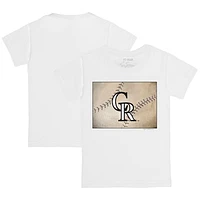 Youth Tiny Turnip White Colorado Rockies State Outline T-Shirt