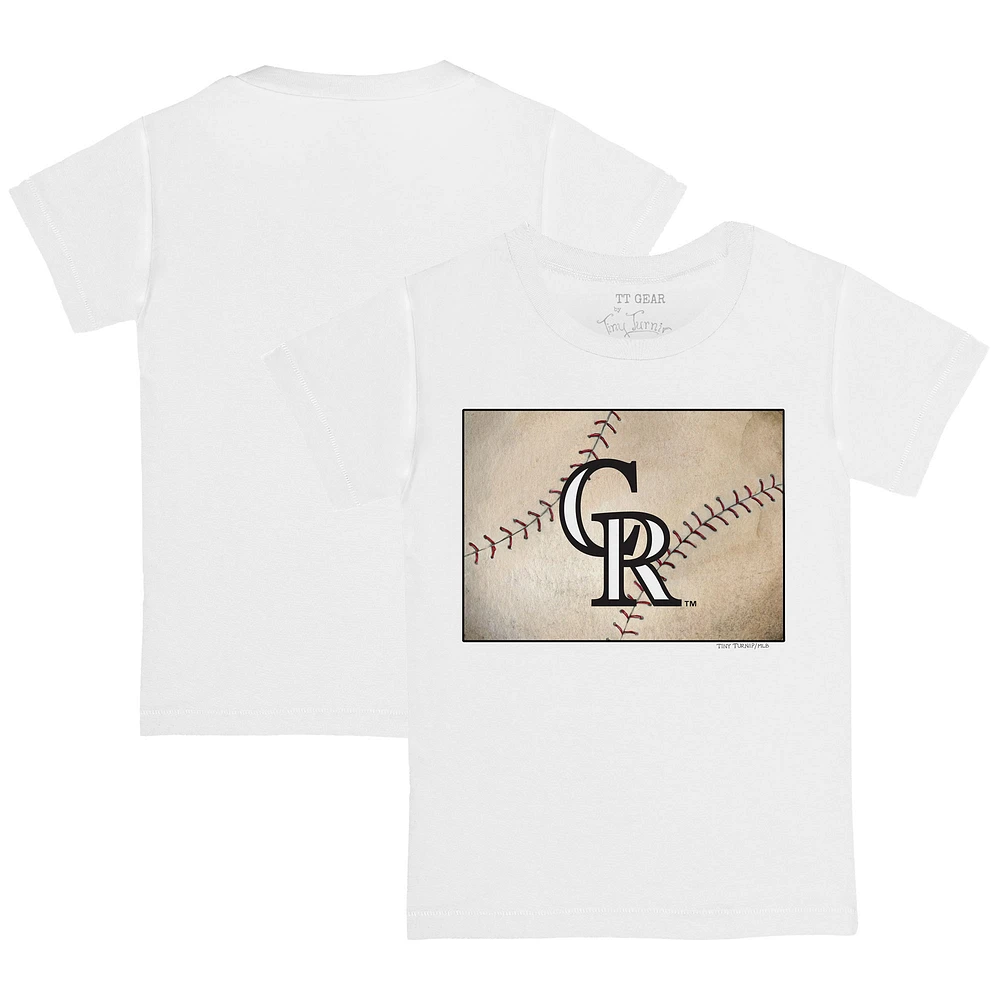 Youth Tiny Turnip White Colorado Rockies State Outline T-Shirt