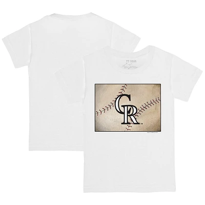 Youth Tiny Turnip White Colorado Rockies State Outline T-Shirt