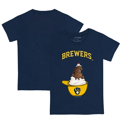 Youth Tiny Turnip Navy Milwaukee Brewers Sundae Helmet T-Shirt