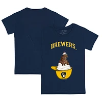 Youth Tiny Turnip Navy Milwaukee Brewers Sundae Helmet T-Shirt