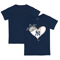 Youth Tiny Turnip Navy New York Yankees Tiara Heart T-Shirt