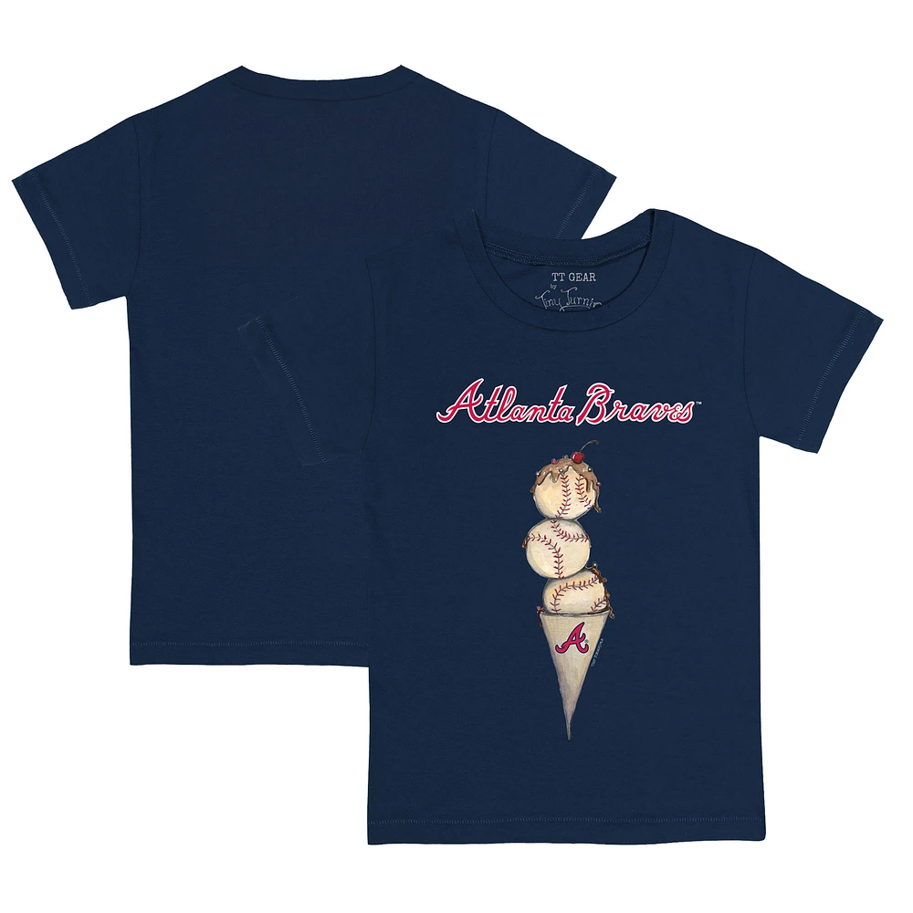 Youth Tiny Turnip Navy Atlanta Braves Triple Scoop T-Shirt