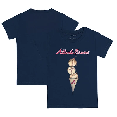 Youth Tiny Turnip Navy Atlanta Braves Triple Scoop T-Shirt