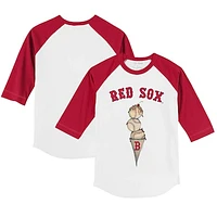 Youth Tiny Turnip White/Red Boston Red Sox Triple Scoop 3/4-Sleeve Raglan T-Shirt