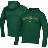 Men's Under Armour Green Colorado State Rams 2023 Sideline Tech Hooded Raglan Long Sleeve T-Shirt