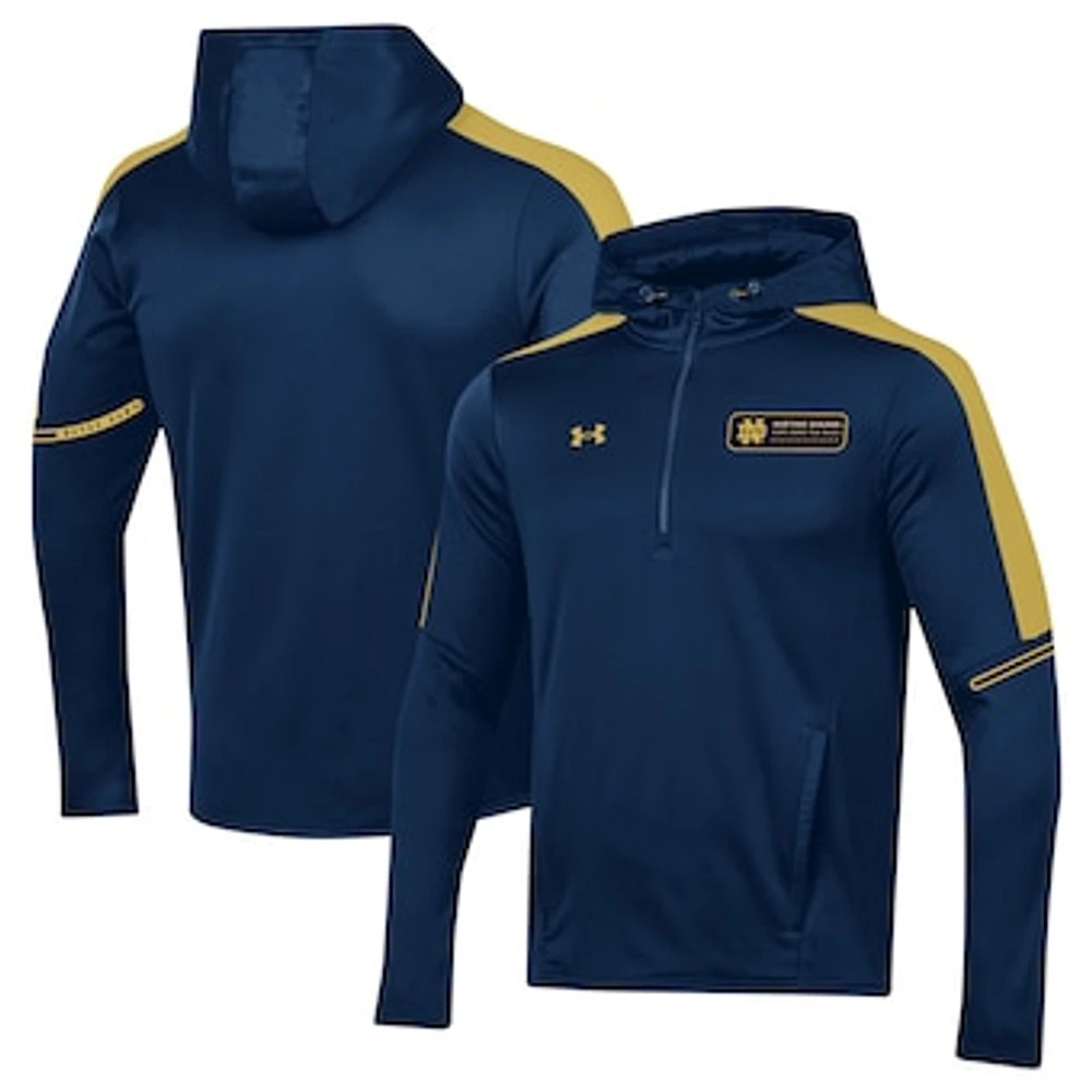 Men's Under Armour Navy Notre Dame Fighting Irish 2023 Sideline Quarter-Zip Hoodie