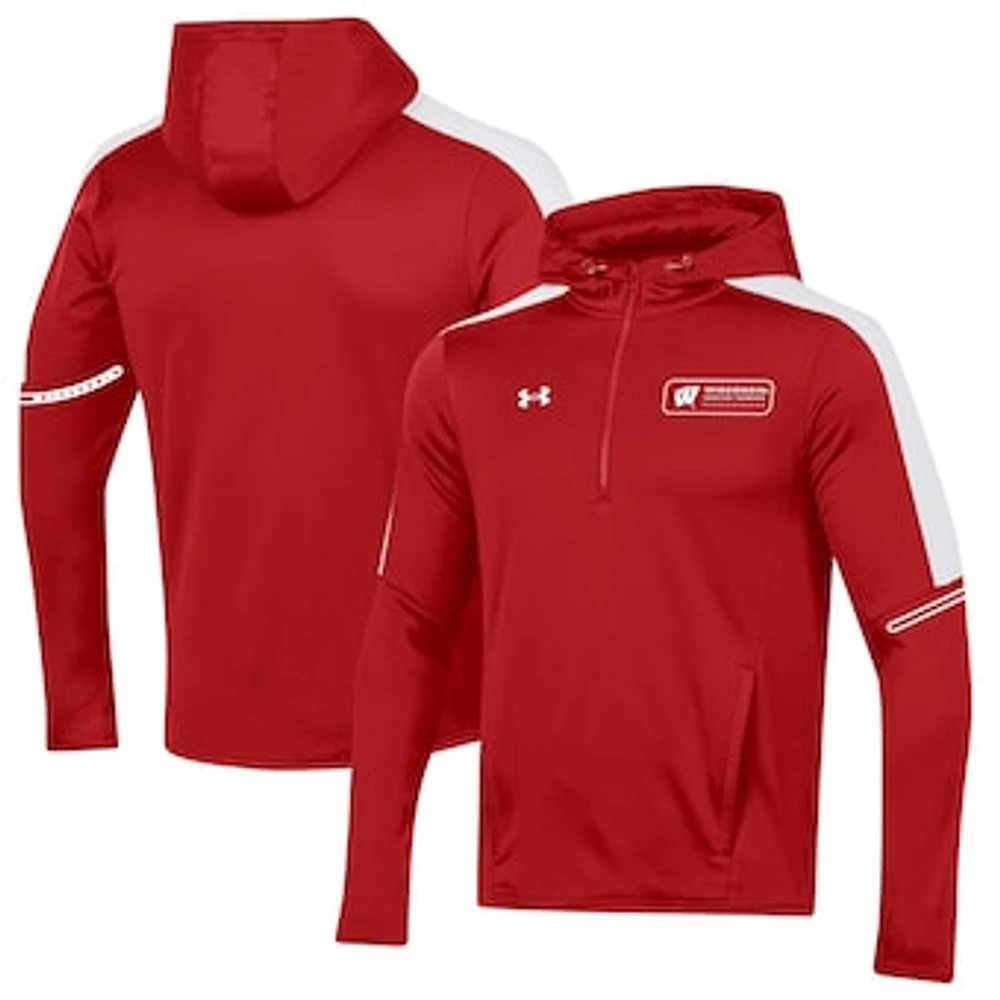 Men's Under Armour Red Wisconsin Badgers 2023 Sideline Quarter-Zip Hoodie