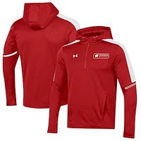 Men's Under Armour Red Wisconsin Badgers 2023 Sideline Quarter-Zip Hoodie