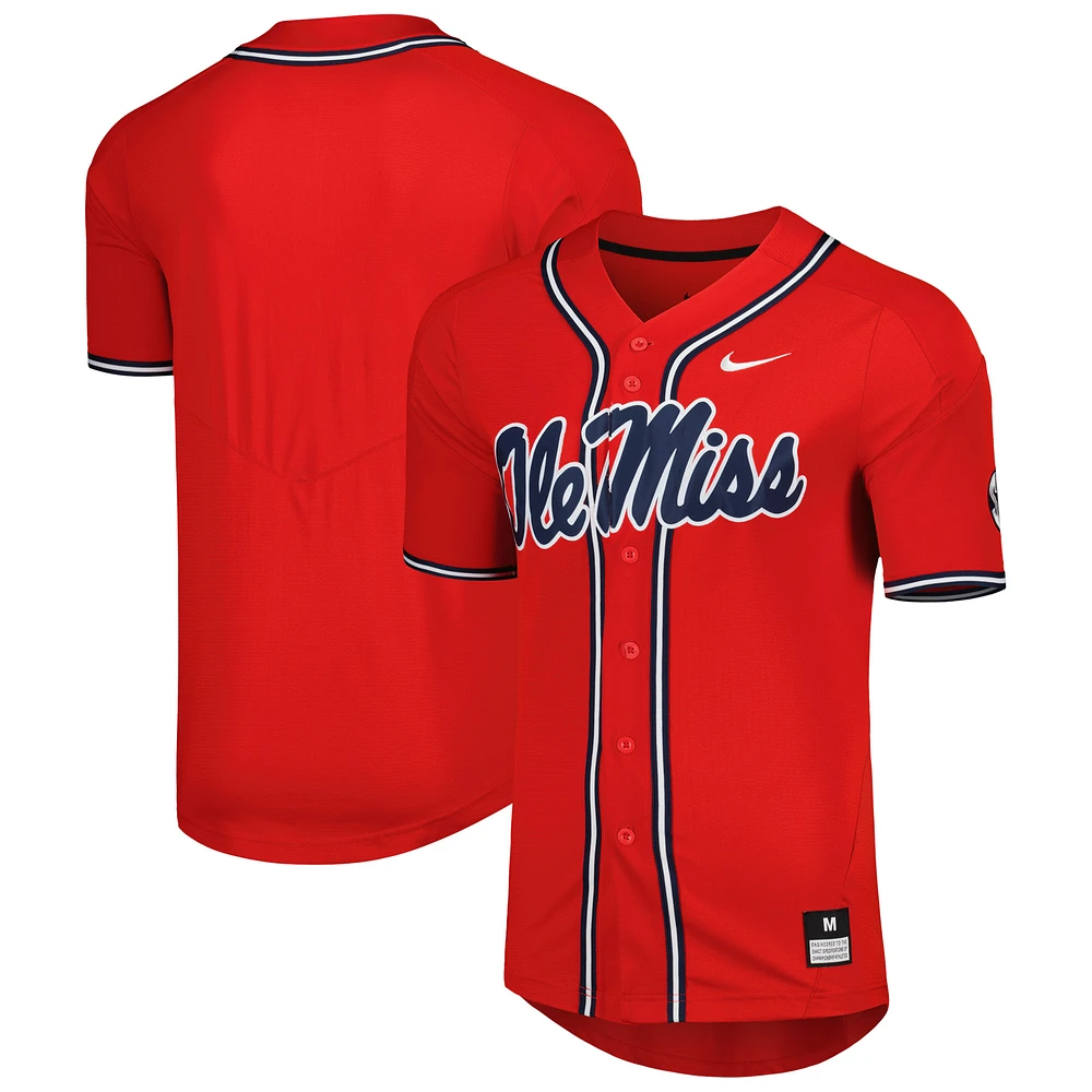 Men's Nike Ole Miss Rebels Full-Button Replica Baseball Jersey