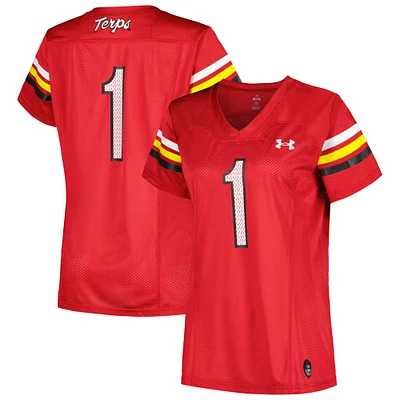 Women's Under Armour #1 Red Maryland Terrapins Replica Football Jersey