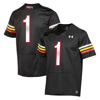 Men's Under Armour #1 Black Maryland Terrapins Replica Football Jersey