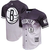 Men's Pro Standard  Black/Gray Brooklyn Nets Ombre Mesh Button-Up Shirt