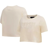 Women's Pro Standard  Cream Milwaukee Bucks Neutral Boxy Crop T-Shirt