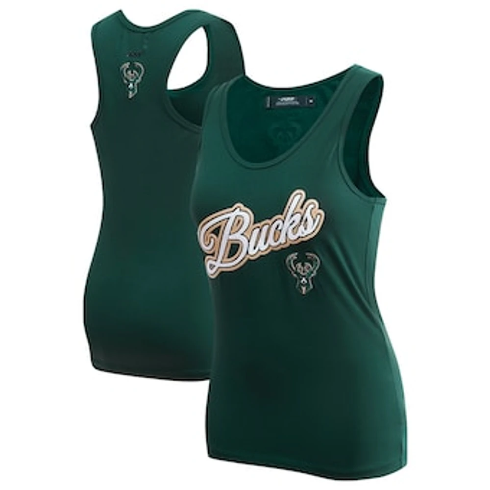 Women's Pro Standard  Hunter Green Milwaukee Bucks Script Tank Top