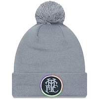 Men's New Era Gray Tottenham Hotspur Flock Cuffed Knit Hat with Pom