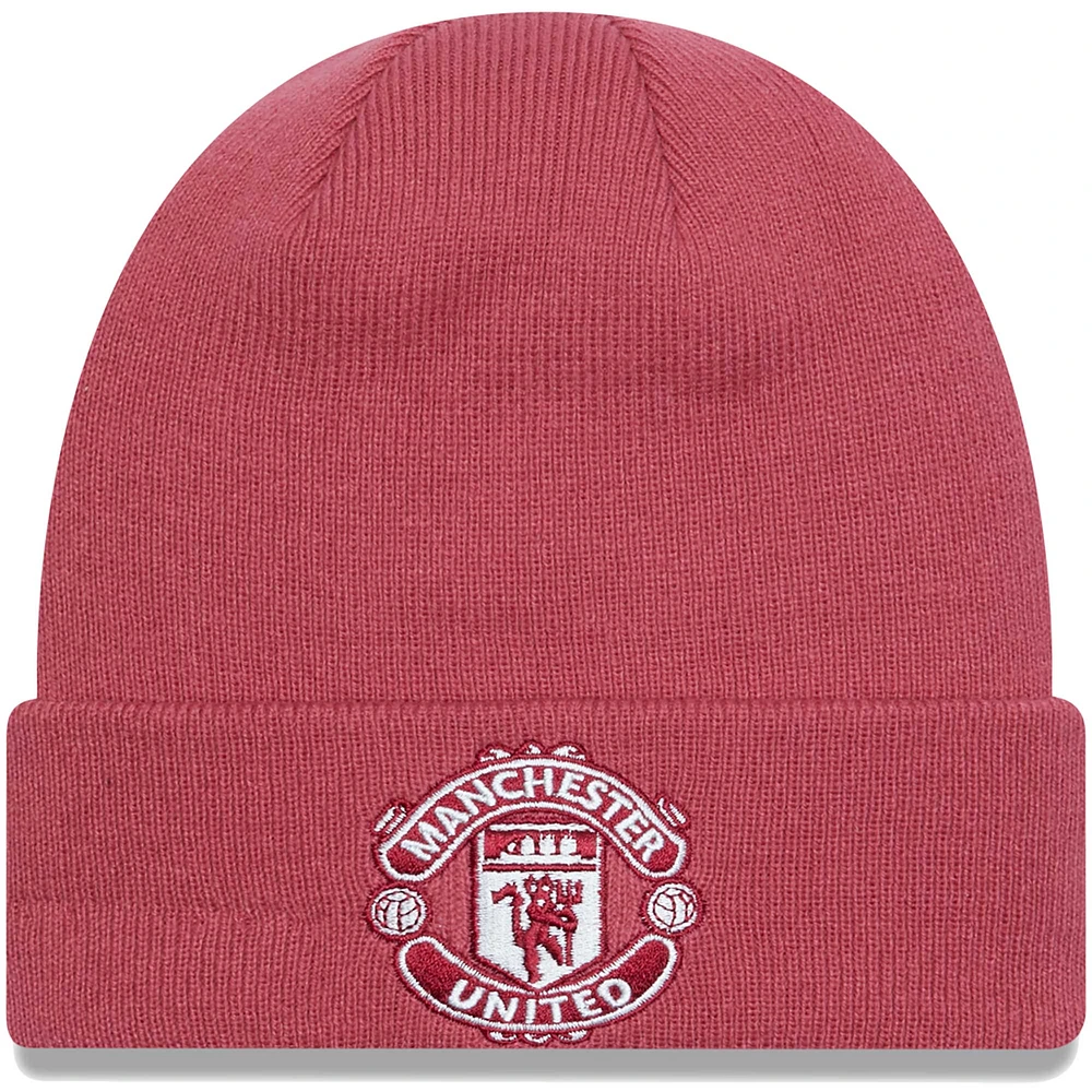 Men's New Era Pink Manchester United Seasonal Cuffed Knit Hat