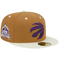 Men's New Era Tan Toronto Raptors Wheat Chrome 59FIFTY Fitted Hat