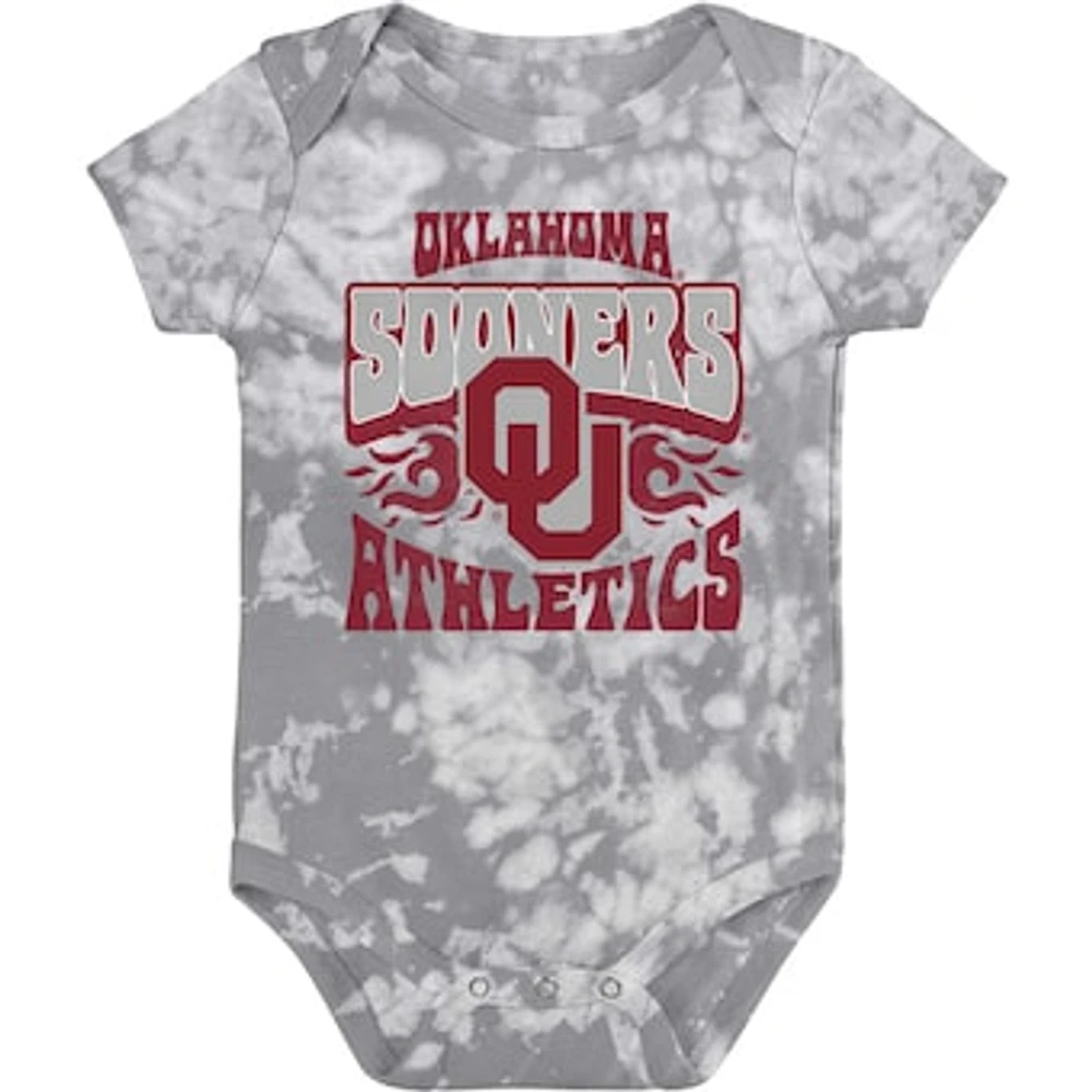 Newborn & Infant Gray Oklahoma Sooners Lil Rocker Tie-Dye Bodysuit