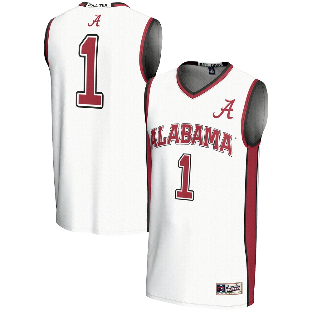 Men's GameDay Greats #1 White Alabama Crimson Tide Lightweight Basketball Jersey