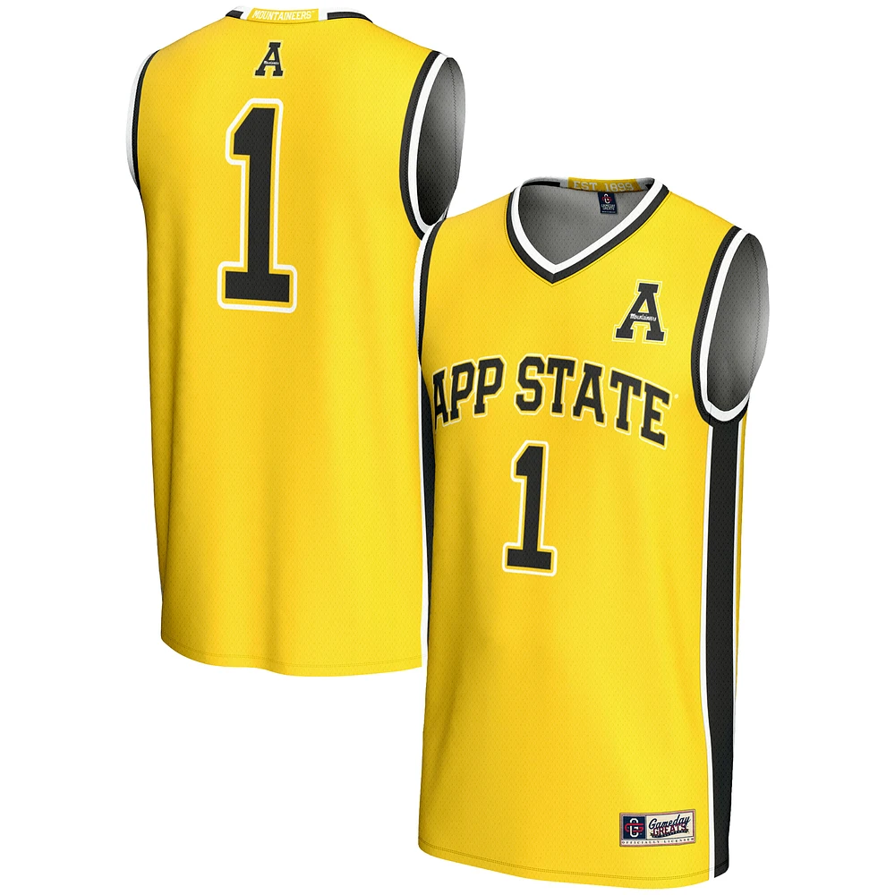 Youth GameDay Greats #1 Gold Appalachian State Mountaineers Lightweight Basketball Jersey