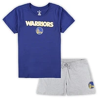 Women's Fanatics Royal/Heather Gray Golden State Warriors Plus T-Shirt & Shorts Combo Set