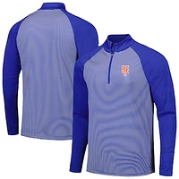 Men's Levelwear Royal New York Mets Charter Striped Raglan Quarter-Zip Top