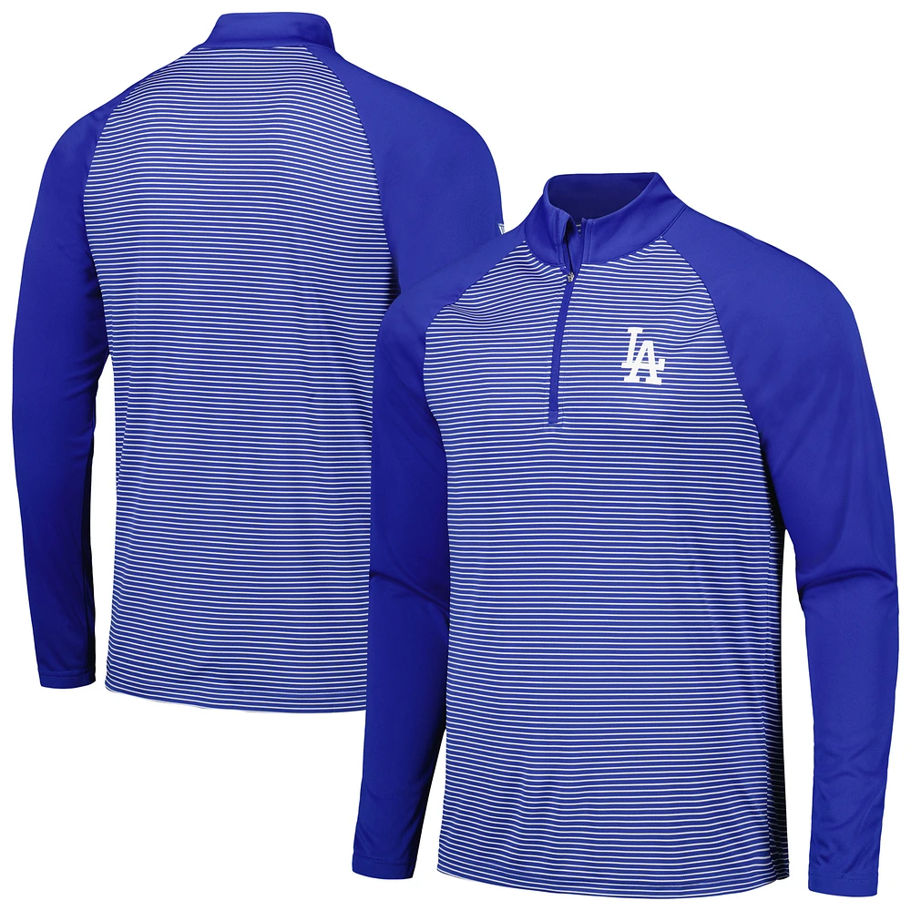 Men's Levelwear Royal Los Angeles Dodgers Charter Striped Raglan Quarter-Zip Top