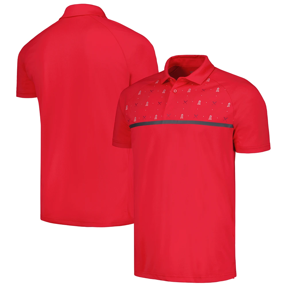 Men's Levelwear Red Los Angeles Angels Sector Batter Up Raglan Polo