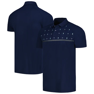 Men's Levelwear Navy Seattle Mariners Sector Batter Up Raglan Polo