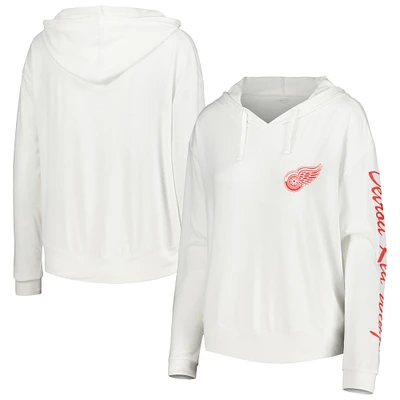 Women's Concepts Sport White Detroit Red Wings Accord Hacci Long Sleeve Hoodie T-Shirt