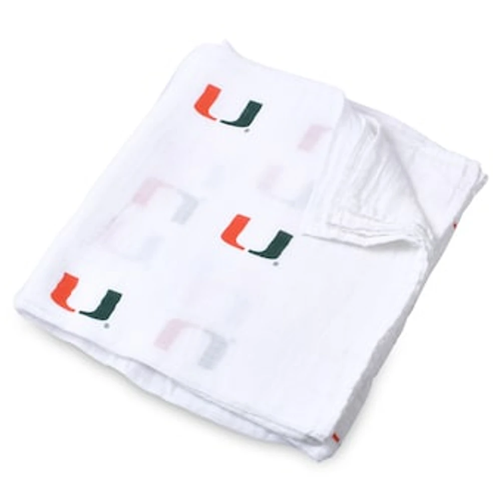 Infant Three Little Anchors White Miami Hurricanes 47'' x 47'' Muslin Swaddle Blanket