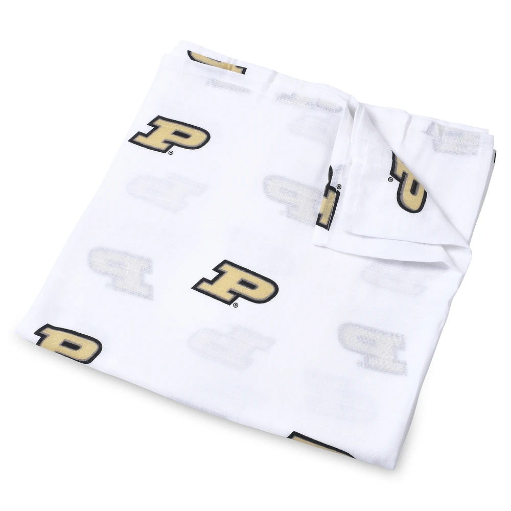 Infant Three Little Anchors White Purdue Boilermakers 47'' x 47'' Muslin Swaddle Blanket