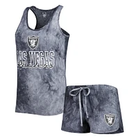 Women's Concepts Sport Charcoal Las Vegas Raiders Billboard Scoop Neck Racerback Tank and Shorts Sleep Set