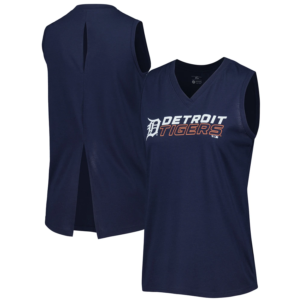 Women's Levelwear  Navy Detroit Tigers Paisley Chase V-Neck Tank Top