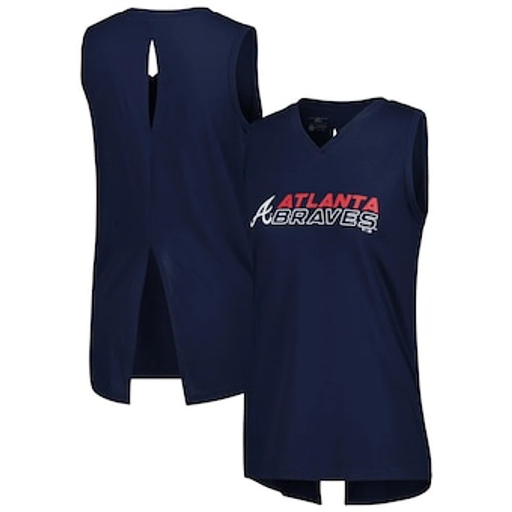 Women's Levelwear  Navy Atlanta Braves Paisley Chase V-Neck Tank Top