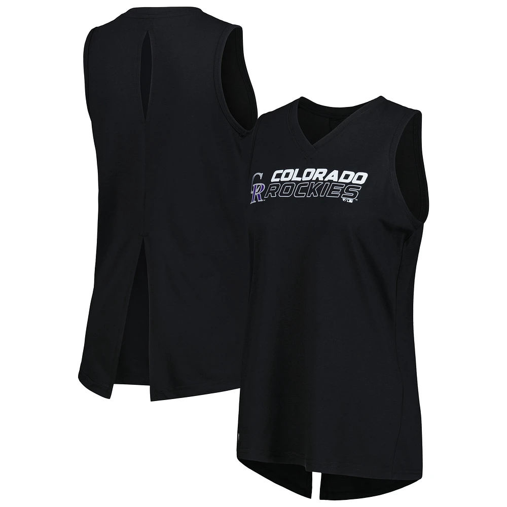 Women's Levelwear Black Colorado Rockies Paisley Chase V-Neck Tank Top