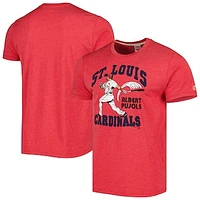 Men's Homage Albert Pujols Red St. Louis Cardinals Illustration Tri-Blend T-Shirt